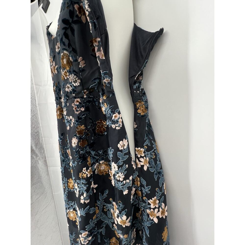 Floral Velvet Burnout Whimsigoth Dress M Fairy Grunge Asymmetric Dark Romantic - Picture 6 of 15